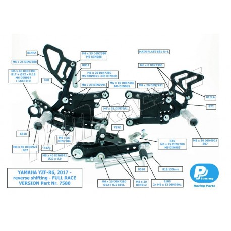 Pièce de rechange pour commandes reculées PP-Tuning R6 2017-2024
