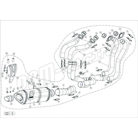 Pièces de rechange pour ligne évolution Akrapovic RSV4 2015-2020 A10E8-RC Kit laine de verre, réparation silencieux, etc..