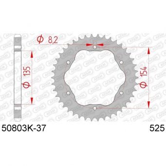 Couronne acier 525 AFAM pour kit de conversion porte couronne Panigale V4/V4S/1199/1299, Monster 1200/R/S