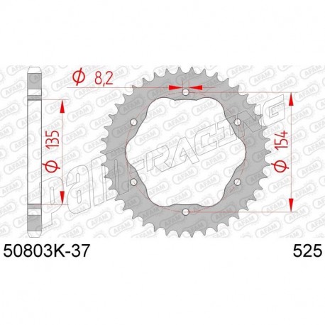 Couronne acier 525 AFAM pour kit de conversion porte couronne Panigale V4/V4S/1199/1299, Monster 1200/R/S