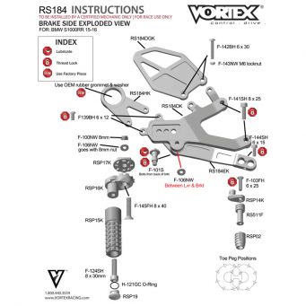 Pièces de rechange pour commandes reculées VORTEX V3 2.0 S1000RR 2015-2018