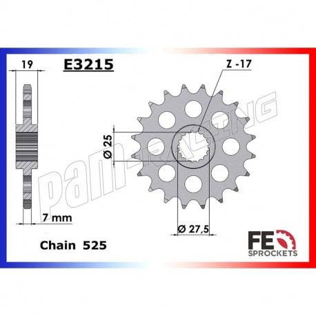 Pignon de sortie de boite 525 F800R 2006-2019, F800ST 2006-2012 FRANCE EQUIPEMENT