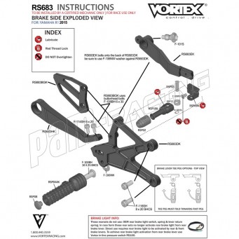 Pièce de rechange pour commandes reculées VORTEX V2 R1 2015-2023