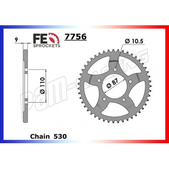 Couronne acier 530 RF600, Bandit 600/650, GSXR750 85-89, GSXR1100 FRANCE EQUIPEMENT