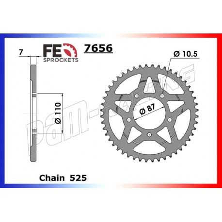 Couronne acier 525 GSF400 BANDIT/SV650/GSX-F 650 FRANCE EQUIPEMENT