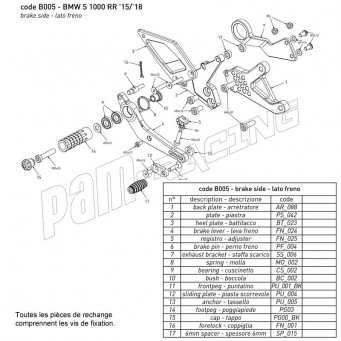 Pièce de rechange pour commandes reculées Bonamici Racing S1000RR 2015-2018