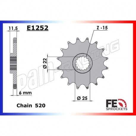 Pignon de sortie de boite FRANCE EQUIPEMENT 520 RC8/RC8R 2008-2014, KTM 950 990 1050 1090 1190 1290