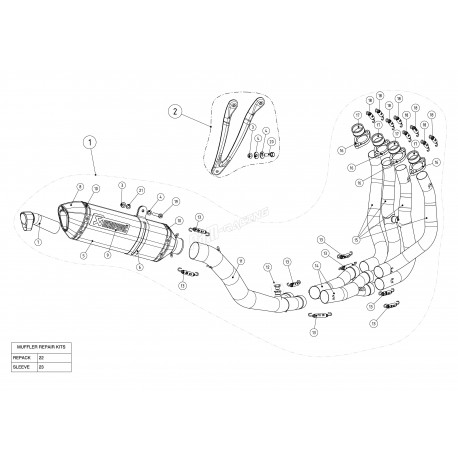 Collier de silencieux titane de ligne racing et slip-on ZX-10R 2011-2015 Akrapovic