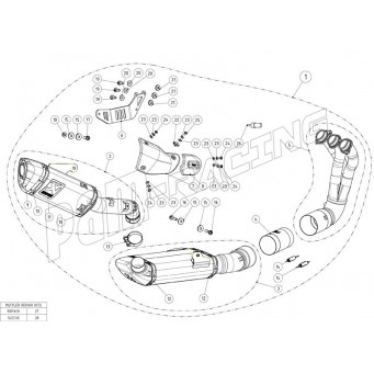 Pièce de rechange pour ligne d'échappement S-Y9R13-HAPT Akrapovic