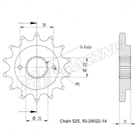 Pignon de sortie de boite 525 SRT Sprockets DUCATI