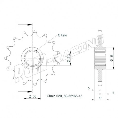 Pignon de sortie de boite 520 SRT Sprockets HONDA