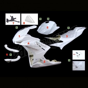 Carénage poly 8 parties fibre de verre conversion RSV4 2021-2024 pour RSV4 2013-2020, Tuono V4 2015-2020 SRT FAIRINGS