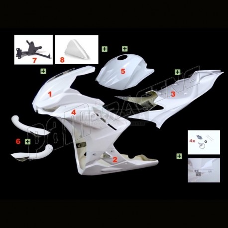 Carénage poly 8 parties fibre de verre conversion RSV4 2021-2024 pour RSV4 2013-2020, Tuono V4 2015-2020 SRT FAIRINGS