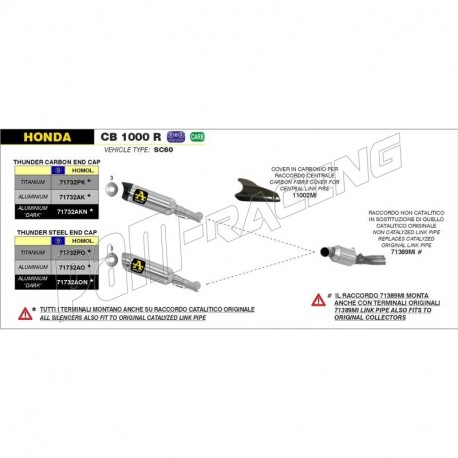 Silencieux THUNDER embout carbone ARROW CB1000R 2008-2017