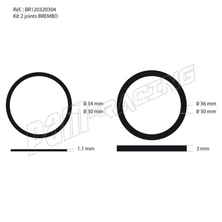 Kit 2 joints pour 1 piston diamètre 30 mm étrier BREMBO CBR1000RR 2012-2022