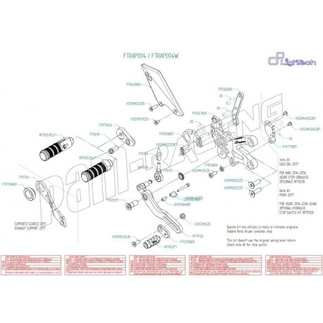 Pièces détachées commandes reculées LIGHTECH RSV4 2009-2016, TUONO V4 2011-2016 FTRAP004