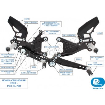 Pièce de rechange pour commandes reculées PP-Tuning CBR1000RR 2020-2024