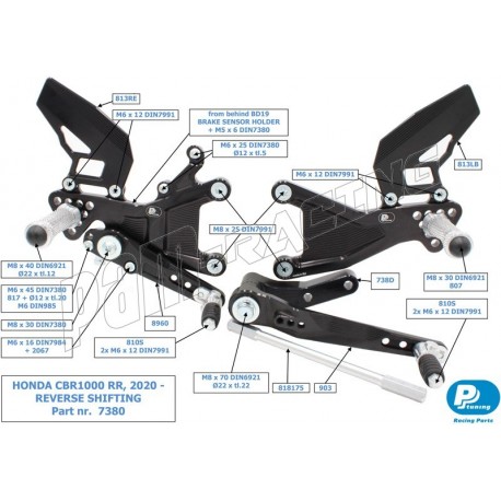 Pièce de rechange pour commandes reculées PP-Tuning CBR1000RR 2020-2024