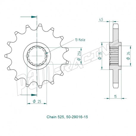 Pignon de sortie de boite 525 ZX6R, TRIUMPH SRT Sprockets