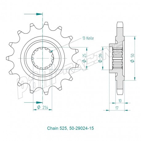 Pignon de sortie de boite 525 ZX6R 1998-2002 SRT Sprockets