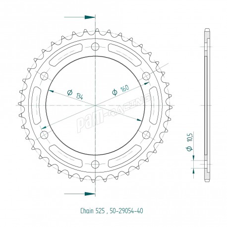 Couronne acier 525 SRT Sprockets CBR1000RR 2017-2024, NT1100 2022-2024