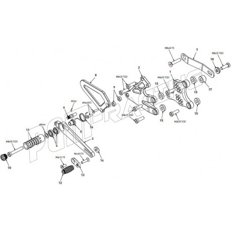 Pièces de rechange pour commandes reculées Bonamici Racing Street Triple 765R/RS, Moto2 2023-2024
