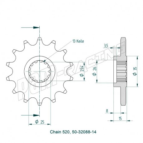 Pignon de sortie de boite 520 ZX6R 1998-2002 SRT Sprockets