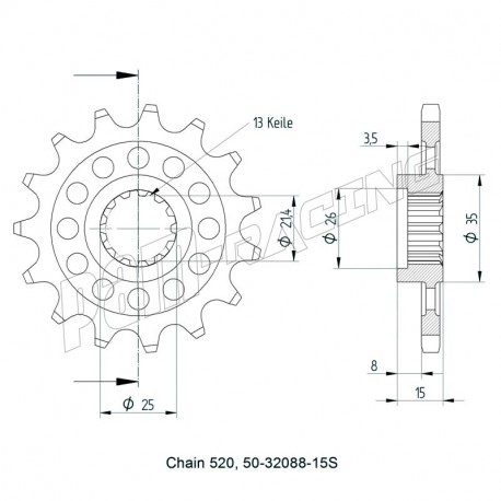 Pignon de sortie de boite 520 allégé ZX6R 1998-2002 SRT Sprockets