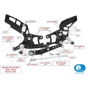 Pièce de rechange pour commandes reculées PP-Tuning GSXR1000 2009-2016