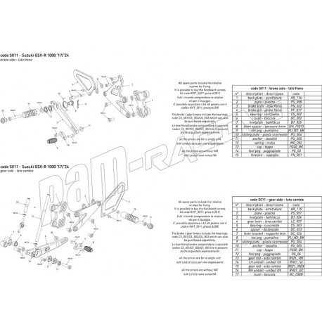Pièces de rechange pour commandes reculées Bonamici Racing GSXR1000 2017-2021