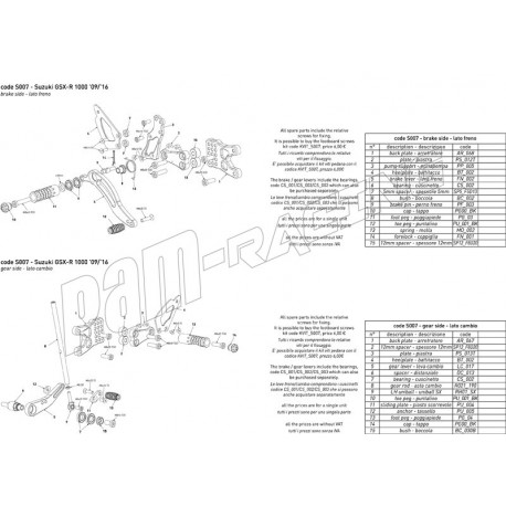 Pièces de rechange pour commandes reculées Bonamici Racing GSXR1000 2009-2016