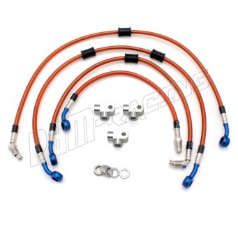 Kit 4 durites de frein AV+AR aviation ABM ZX6R 636 2024-2026 avec ABS