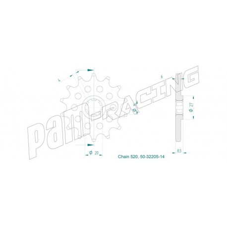 Pignon de sortie de boite 520 allégé GV300S EVO 2023-2024 SRT Sprockets