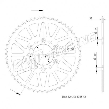 Couronne acier 520 SRT Sprockets GV300S EVO 2023-2024