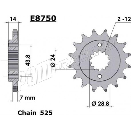 Pignon de sortie de boite 525 FRANCE EQUIPEMENT XRV750 Africa Twin, GPZ1100, ZRX1100/1200, ZZR1100