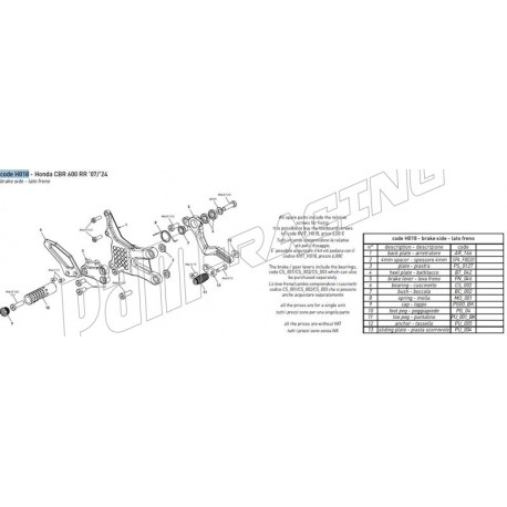 Pièces de rechange pour commandes reculées Bonamici Racing CBR600RR 2024-2025