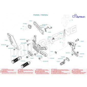 Pièces détachées commandes reculées LIGHTECH RSV4, TUONO V4 2017-2026 FTRAP005 FTRAP006