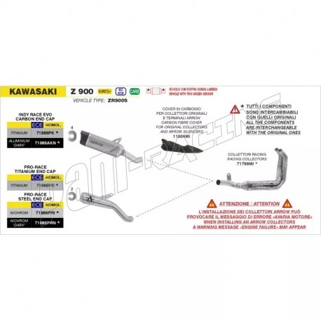Silencieux Indy Race EVO homologué avec embout en carbone ARROW CBR500R 2024-2025