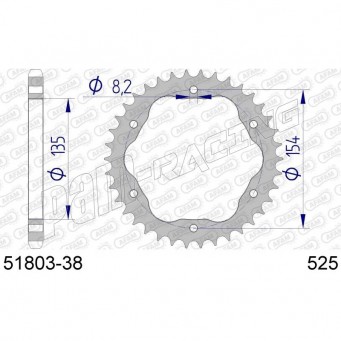 Couronne aluminium 525 AFAM pour kit de conversion porte couronne 1098, 1198, Panigale V4/V4S/1199/1299