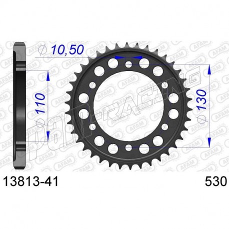 Couronne Aluminium AFAM 530 GSXR1000 2009-2019, GSXS 1000, R1, R6, FZ1, MT10 Couronne Aluminium AFAM 530 GSXR1000 2009-2019, GSXS 1000, R1, R6, FZ1, MT10