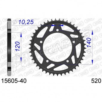 Couronne Aluminium AFAM 520 SUZUKI GSXR 600 / 750 2001-2010 K1-L0,  GSXR 1000 2001-2008 K1-K8