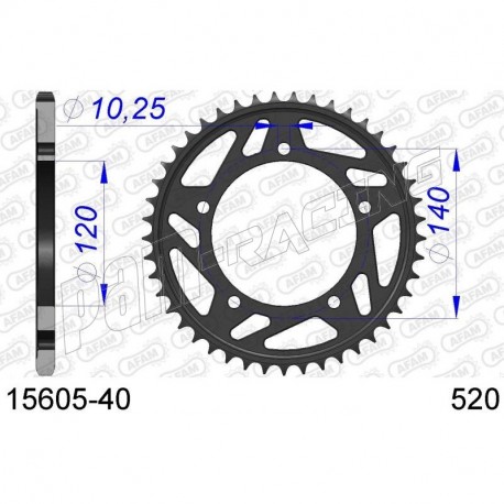 Couronne Aluminium AFAM 520 SUZUKI GSXR 600 / 750 2001-2010 K1-L0,  GSXR 1000 2001-2008 K1-K8 Couronne Aluminium AFAM 520 SUZUKI GSXR 600 / 750 2001-2010 K1-L0,  GSXR 1000 2001-2008 K1-K8