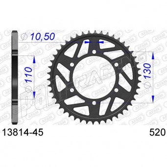 Couronne alu racing 520 GSXR 600/750/1000 / R1 / R6 / FZ1 / FZ6 / MT-09 / XJR 1300 AFAM