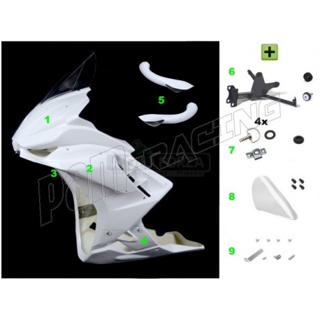 Carénage poly avant racing 9 parties fibre de verre conversion RSV4 SRT FAIRINGS Tuono V4 2011-2020