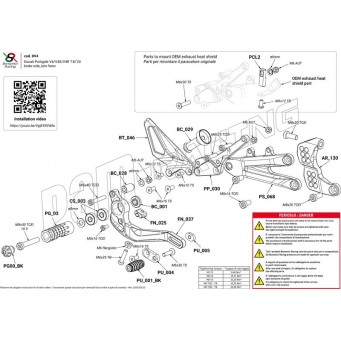 Pièces de rechange pour commandes reculées Bonamici Racing Panigale V4/V4S/V4R 2018-2024