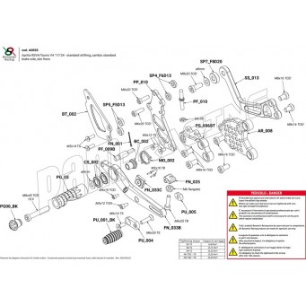 Pièces de rechange pour commandes reculées Bonamici Racing RSV4, Tuono V4 2017-2023