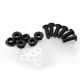 Lot de 6 vis alu noir M5 + écrou acier noir - Kit fixation pour bulle ou carénage