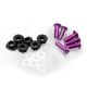 Lot de 6 vis alu noir M5 + écrou acier noir - Kit fixation pour bulle ou carénage