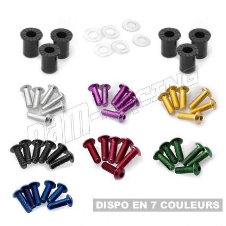 Lot de 6 vis de bulle aluminium M5 + silent-blocs caoutchouc + rondelles PUIG
