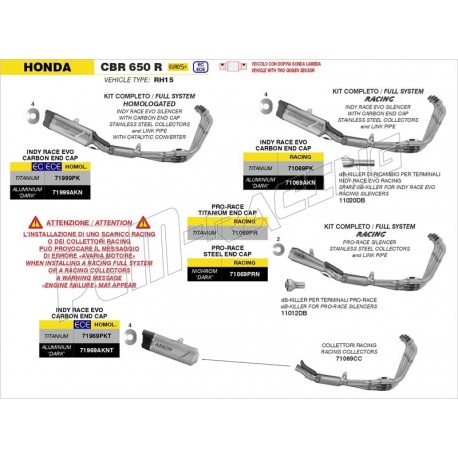 Silencieux INDY RACE EVO homologué ARROW CB650R/CBR650R 2024-2026